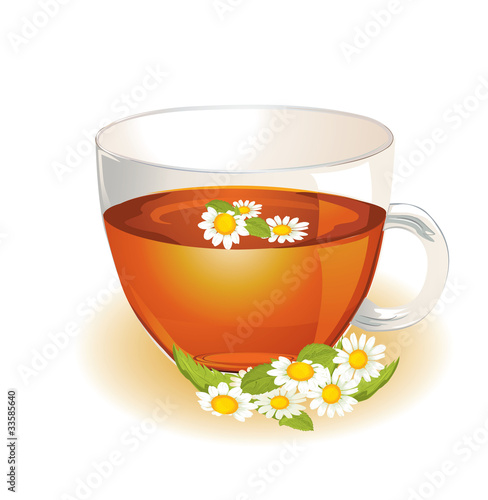 Cup of hot herbal camomile