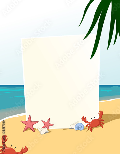 Fototapeta Naklejka Na Ścianę i Meble -  Summer theme vertical blank board