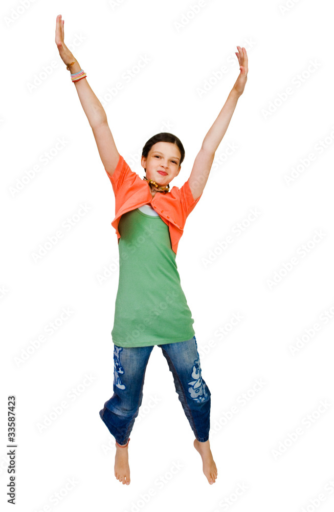 Caucasian girl jumping Caucasian girl jumping