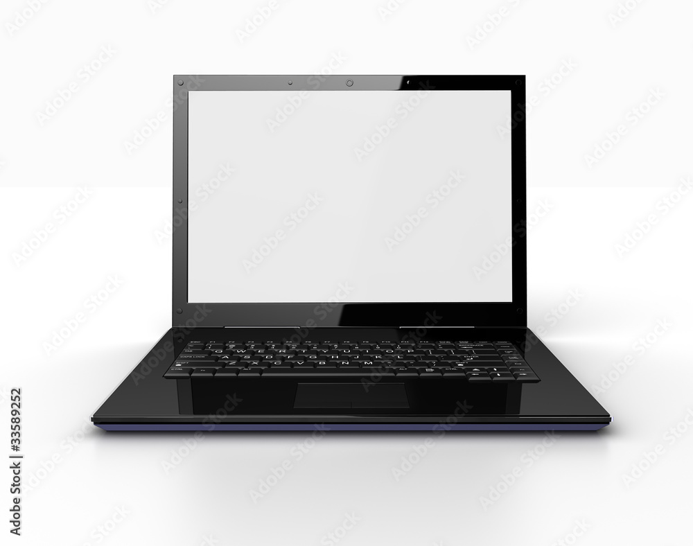 Laptop with white blank display Laptop with white blank display