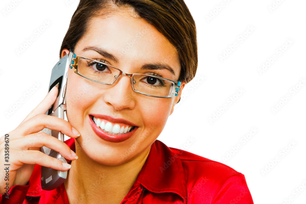 Smiling woman talking on mobile Smiling woman talking on mobile