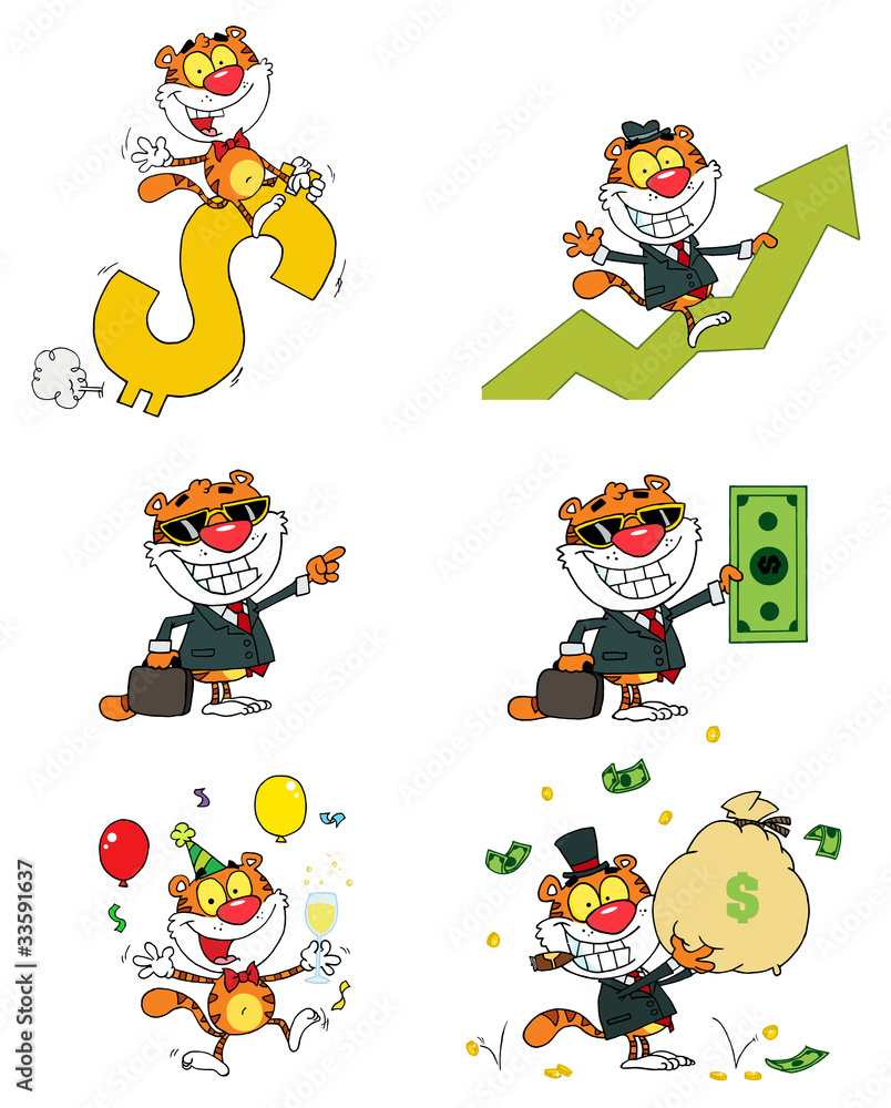 Tiger Cartoon Characters-Vector Collection