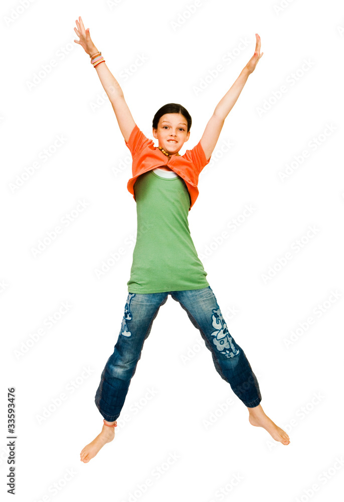 Smiling girl jumping Smiling girl jumping