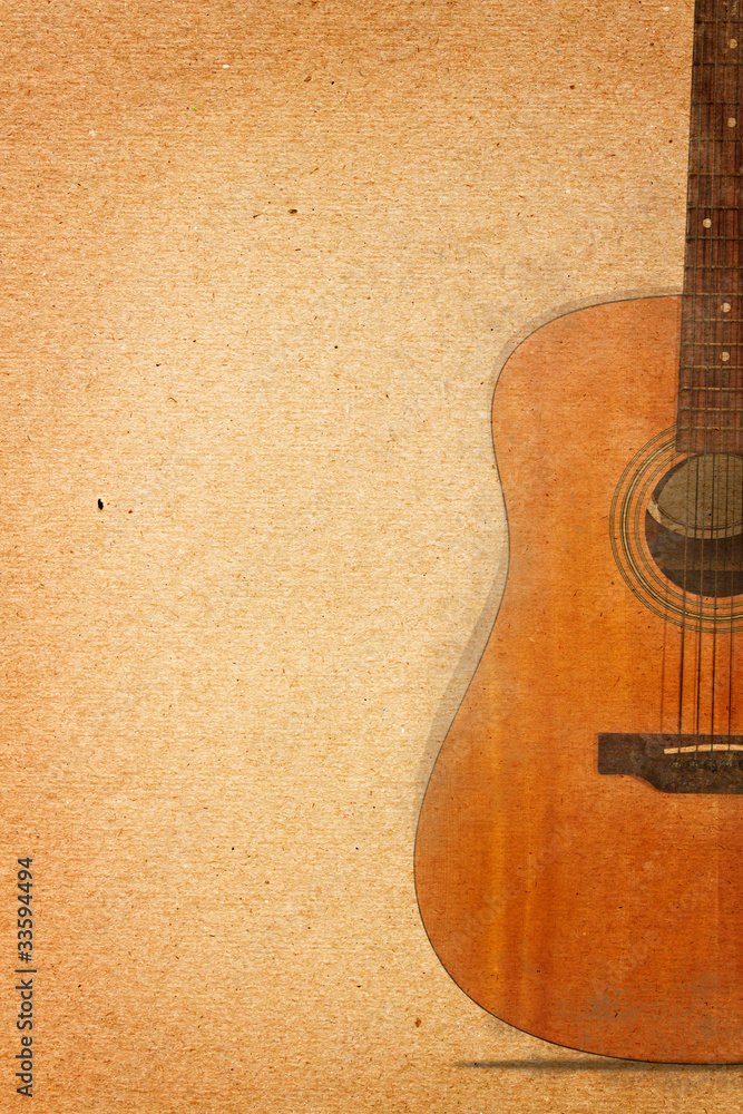 Obraz premium Guitar on old paper