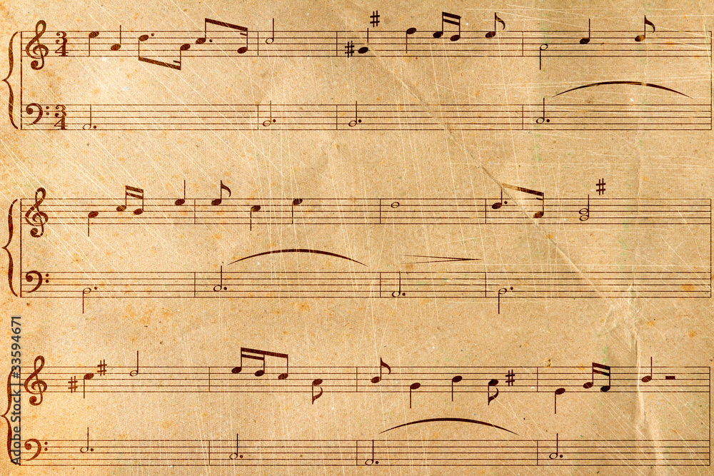 Musical notes on old paper