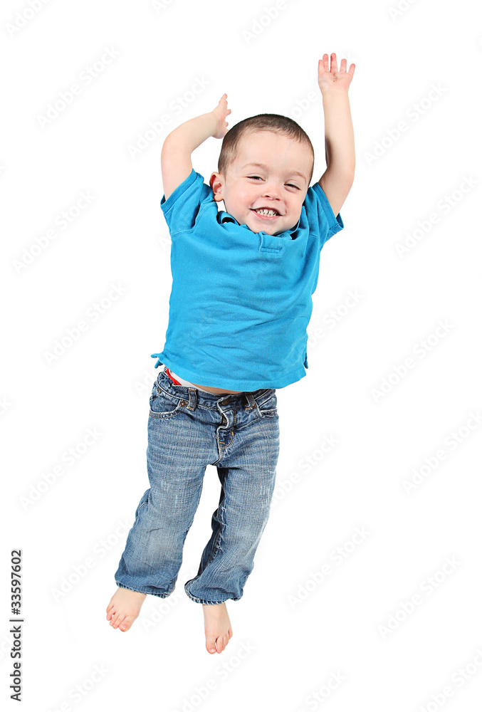 Cute little boy posing for camera on white background Cute little boy posing for camera on white background