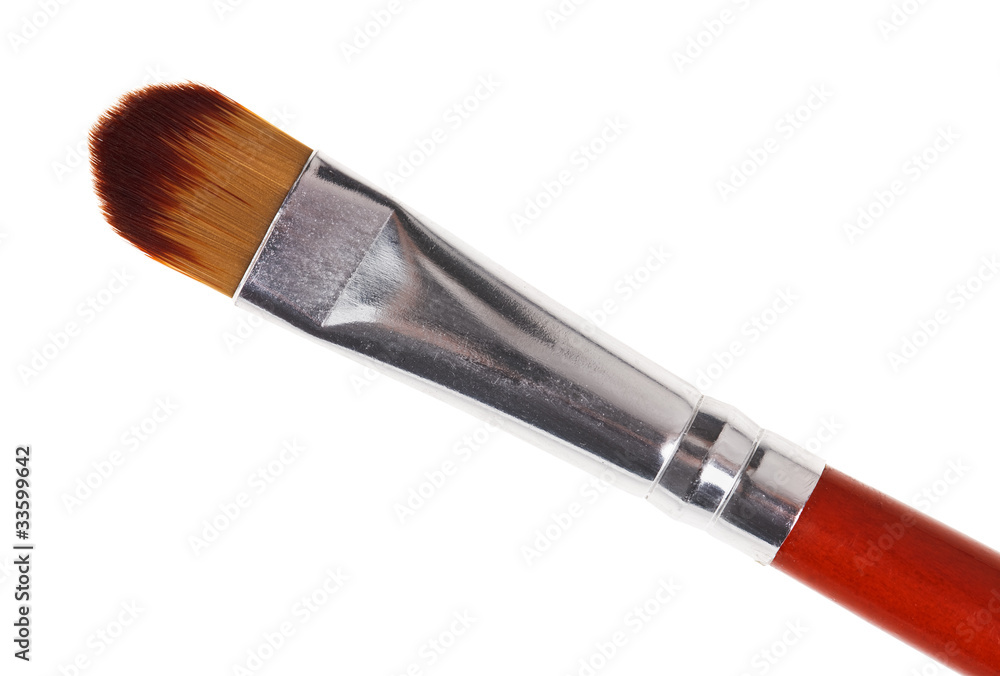Professional makeup brush tip, isolated on white macro Professional makeup brush tip, isolated on white macro