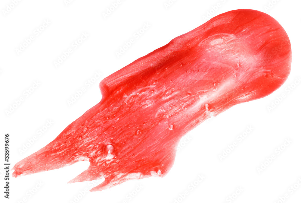 Red shower gel sample, isolated on white Red shower gel sample, isolated on white