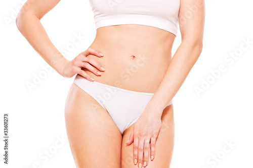 healthy woman's body in white underwear