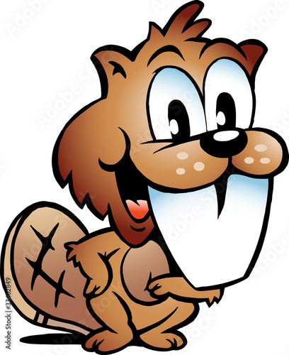 Hand-drawn Vector illustration of an Happy Beaver