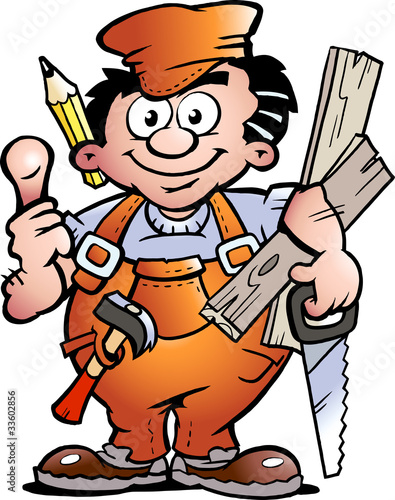 Hand-drawn Vector illustration of an Carpenter Handyman