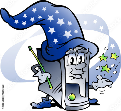 Hand-drawn Vector illustration of an Wizard Computer Repairman