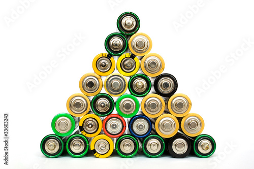 AA batteries in a pyramide isolated