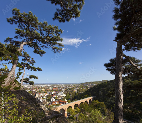 Mödling with famous aqueduct and the Wiener becken photo