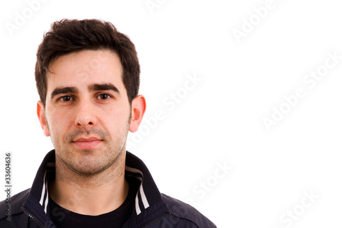 young man portrait, isolated on white