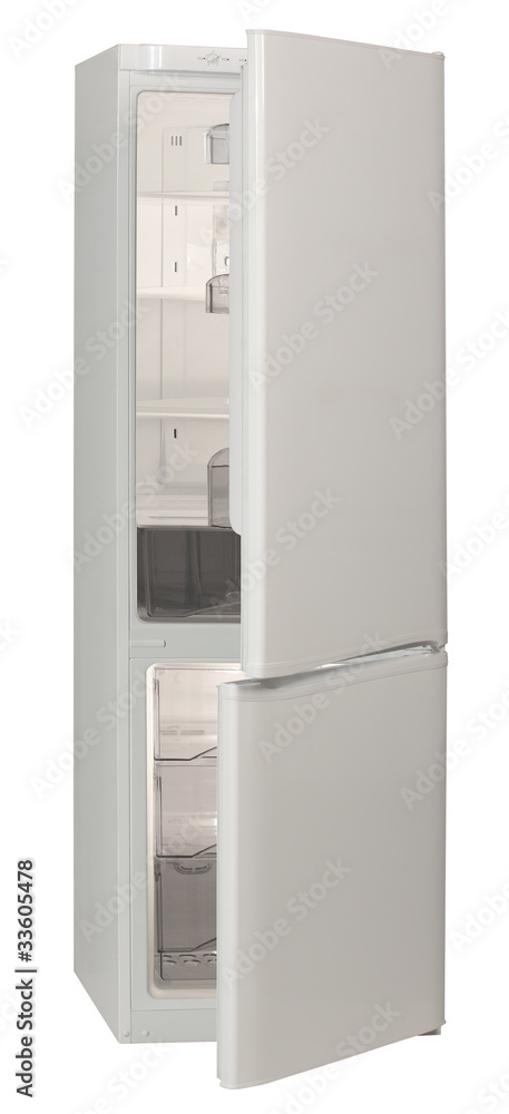 The image of open refrigerator isolated on white. The image of open refrigerator isolated on white.