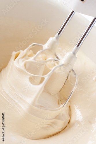 Whipping eggs with electric whisk