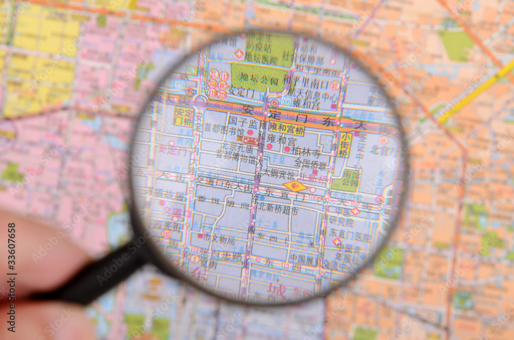 Map and magnifier Map and magnifier