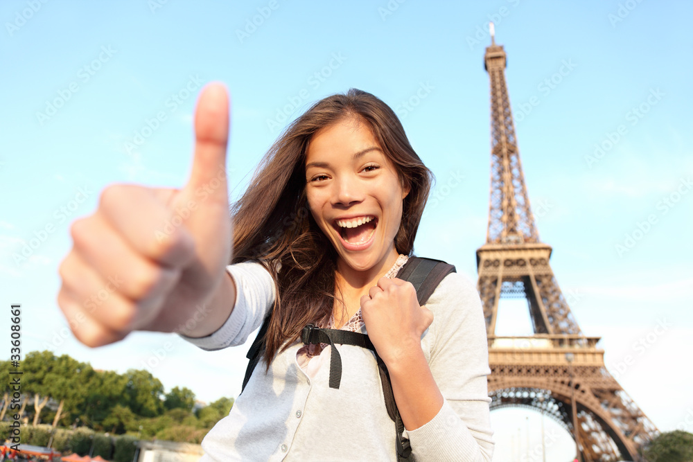 Naklejka premium Paris turist happy