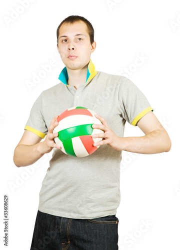 sporty man posing with ball