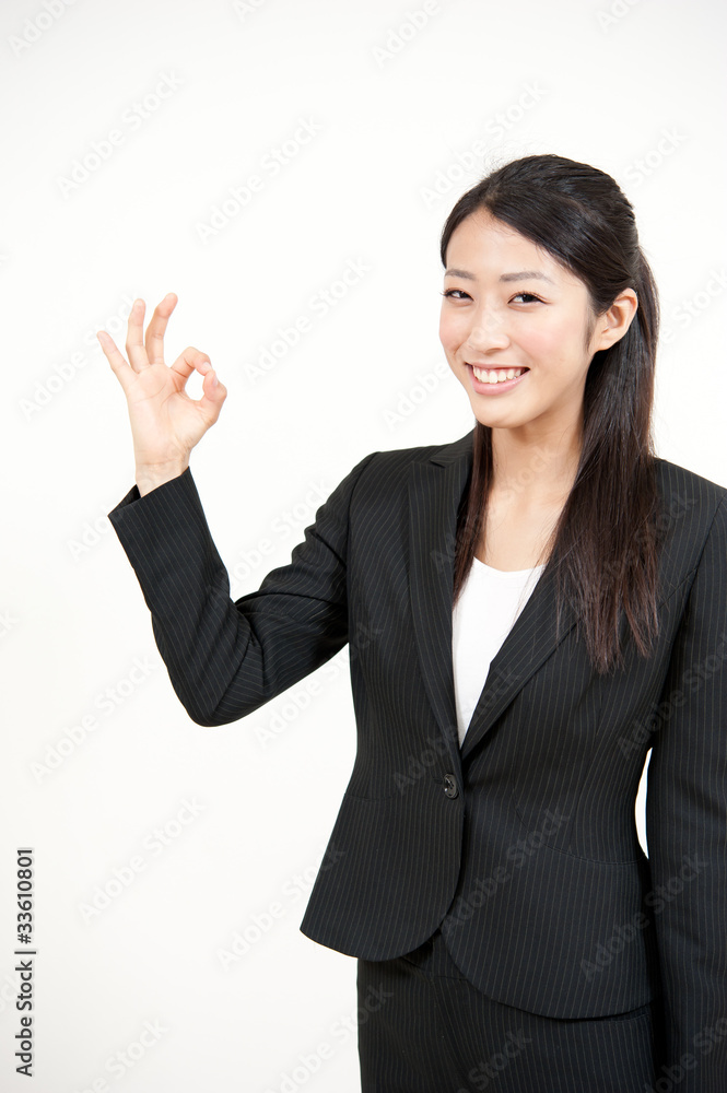 a portrait of asian businesswoman showing okay sign a portrait of asian businesswoman showing okay sign