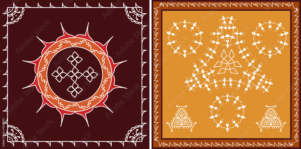 Fototapeta premium Folk, Tribal Designs, Motif, Wall Painting