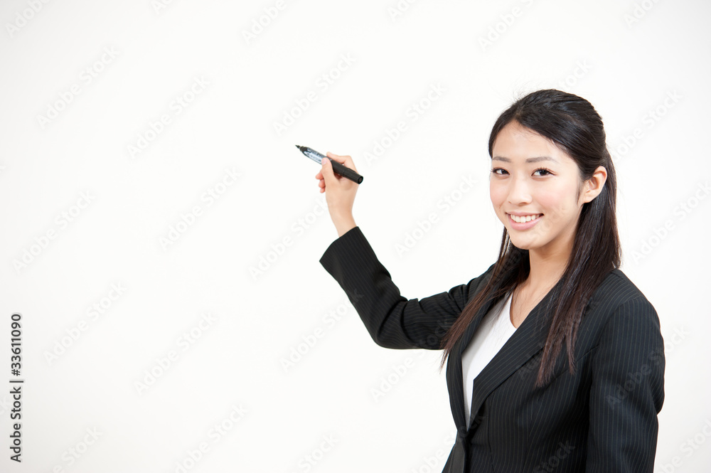 a portrait of asian businesswoman writing a portrait of asian businesswoman writing