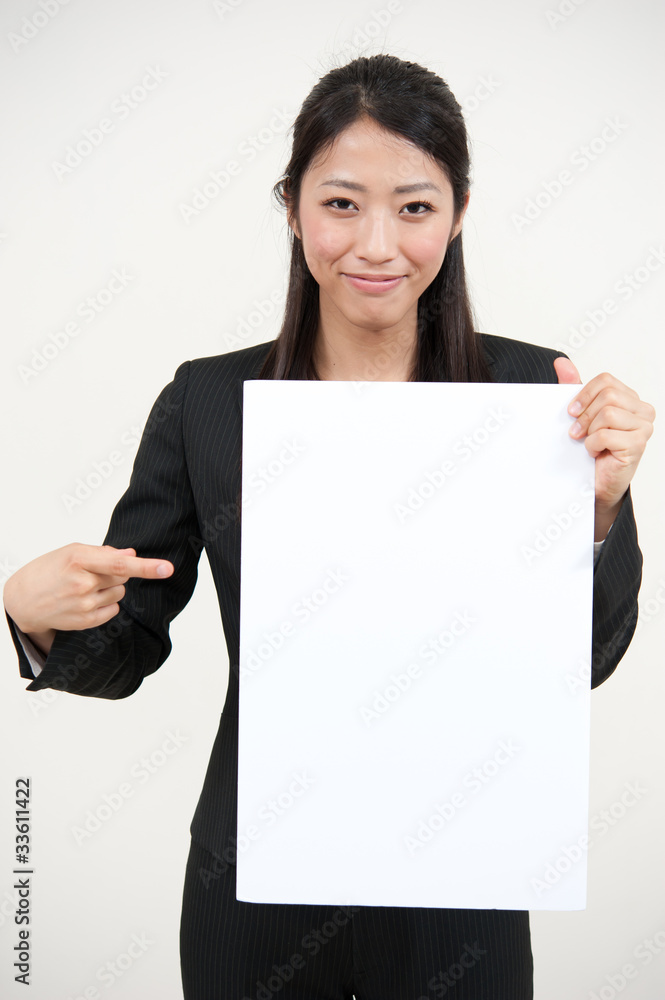 a portrait of asian businesswoman with blank whiteboard a portrait of asian businesswoman with blank whiteboard