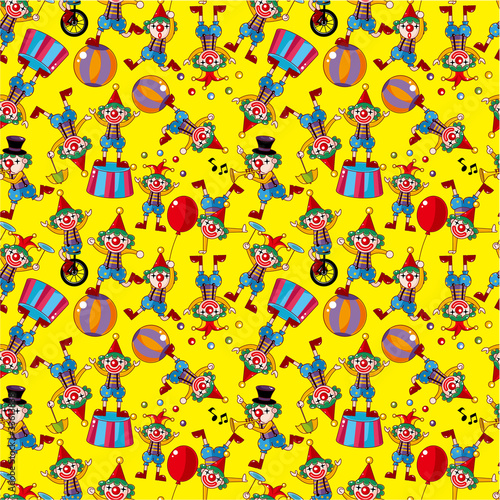 seamless cartoon circus clown pattern.