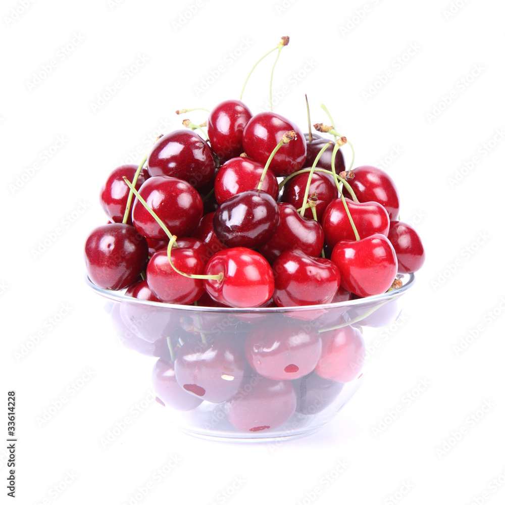 Bowl of Cherry fruits on a white background Bowl of Cherry fruits on a white background
