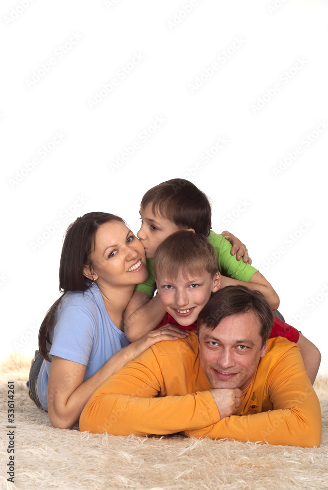 happy family on a carpet