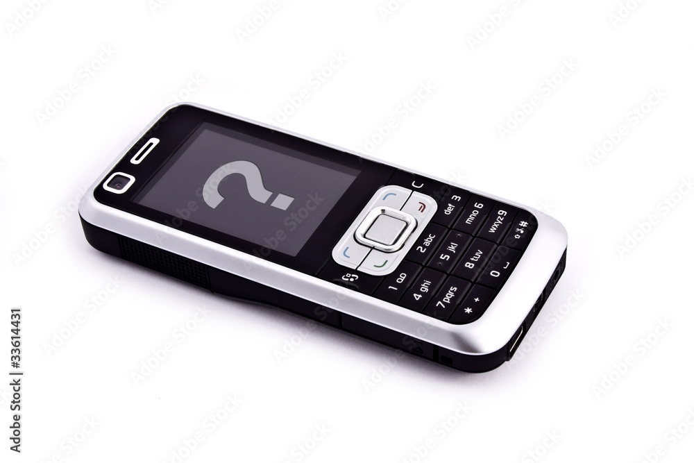 mobile with question sign