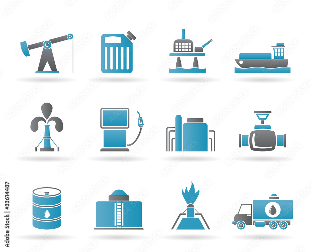 Oil and petrol industry icons - vector icon set Oil and petrol industry icons - vector icon set
