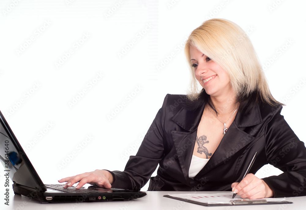 nice worker at table