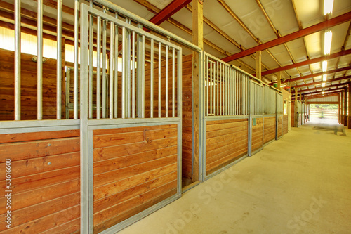 Large arena with horse stables photo