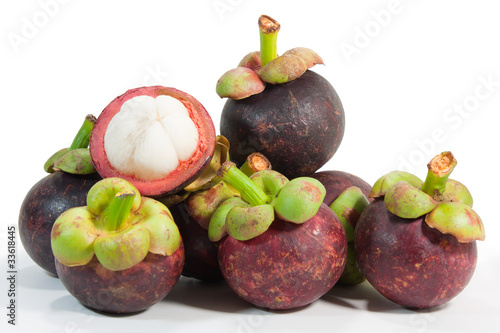 Mangosteen and a white background