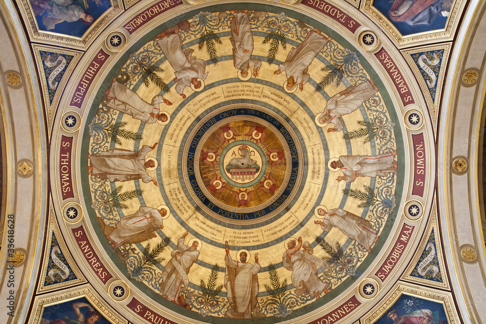 Paris - fresco from cupola of Saint Francois Xavier church