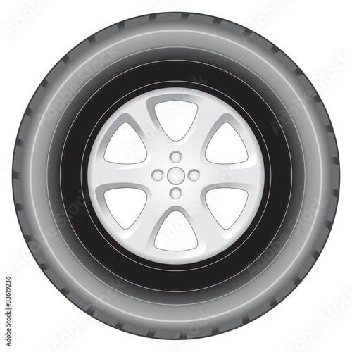 Elevation of an alloy wheel and tyre