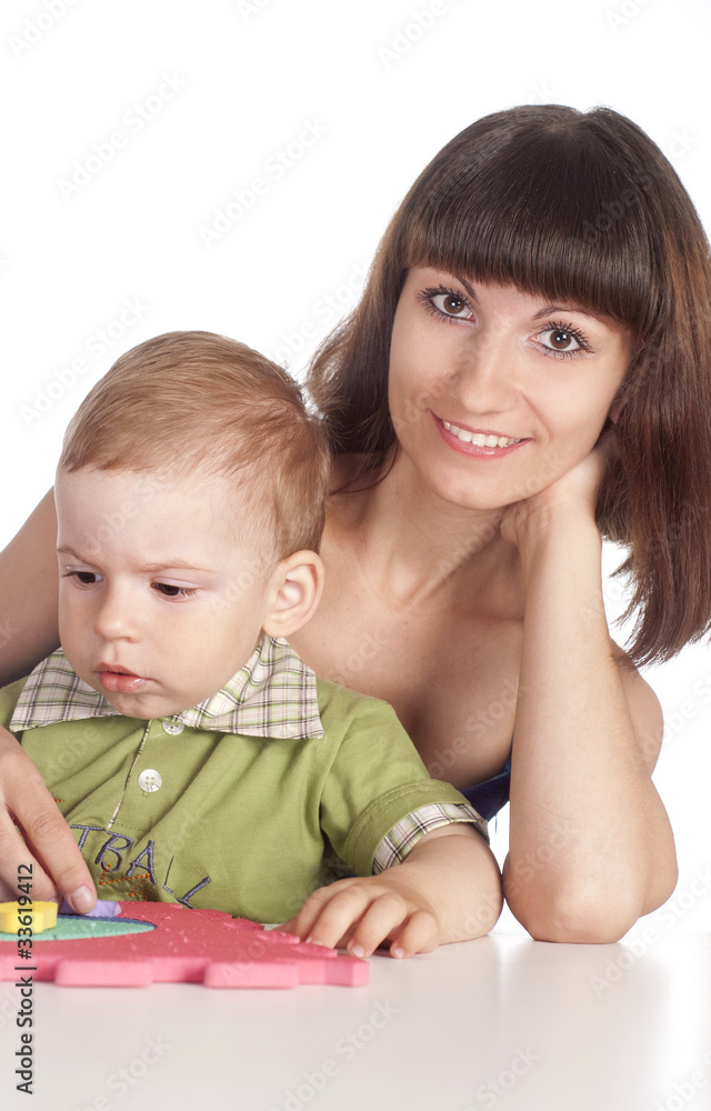 mom with her son play