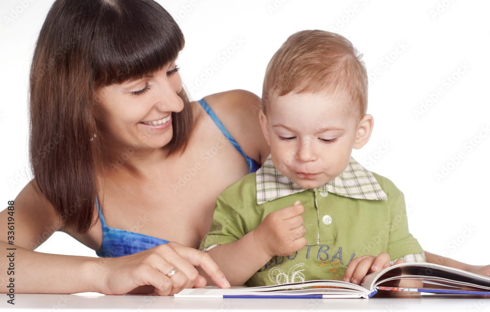 mom reads with son