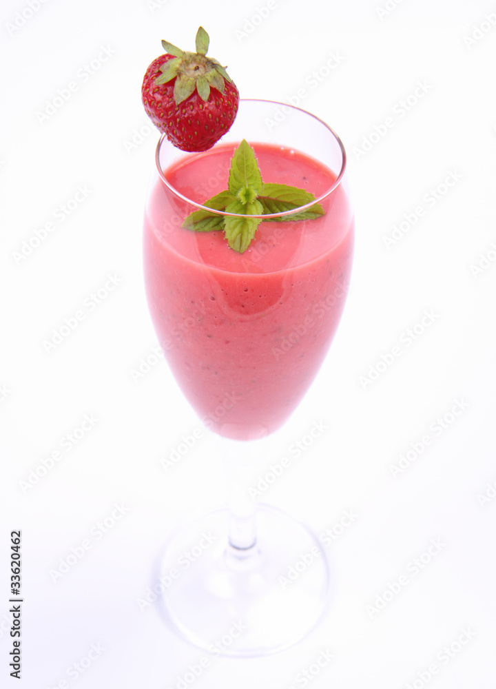 Strawberry shake in a champagne glass Strawberry shake in a champagne glass
