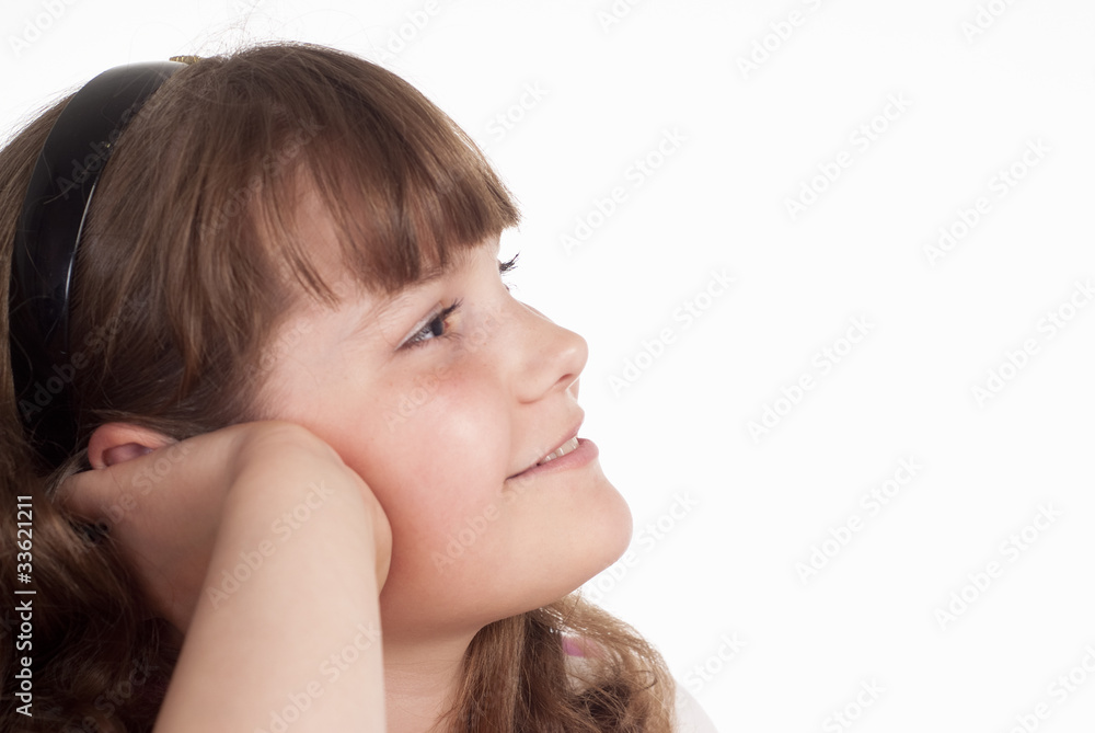 little girl on a white little girl on a white