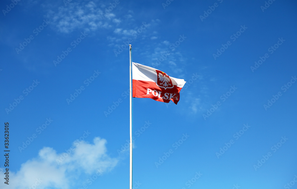 Flag of Poland waving in the wind