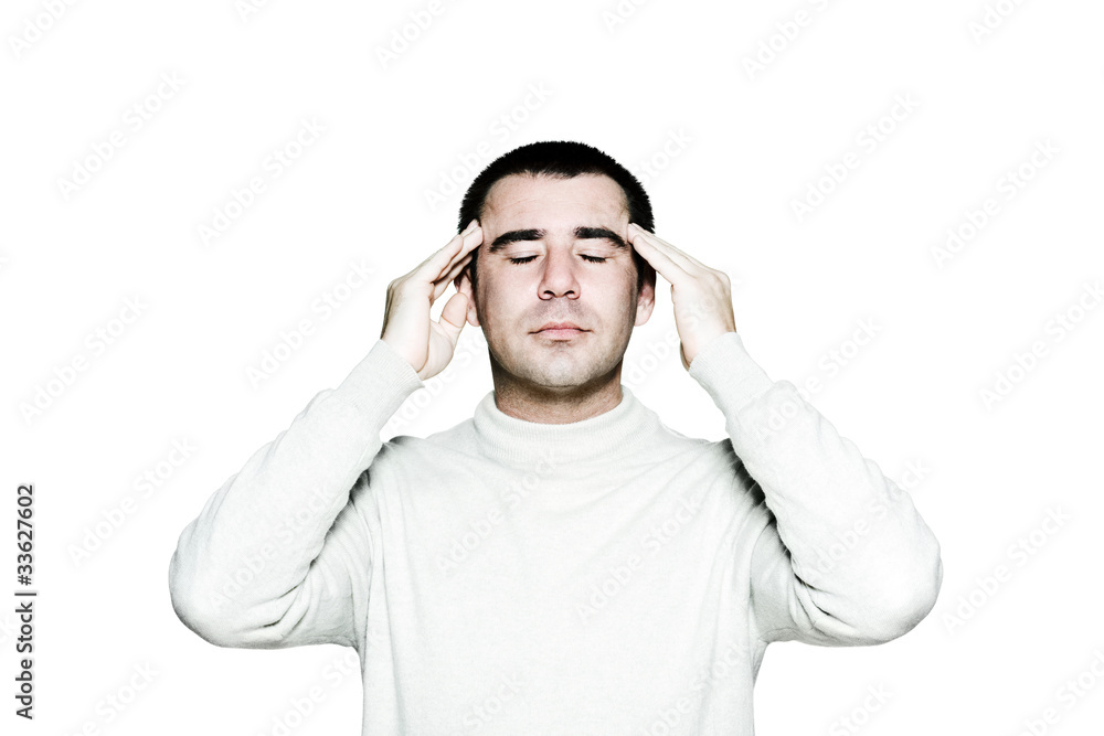 Naklejka premium Mature man massaging his temples