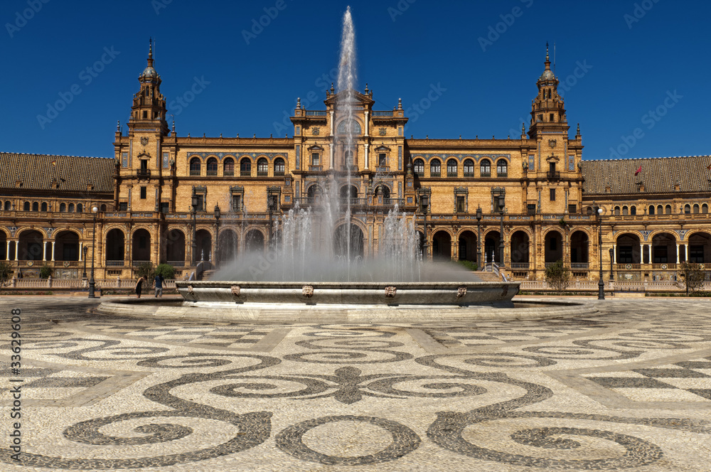 The Plaza de Espana in Seville, Spain.