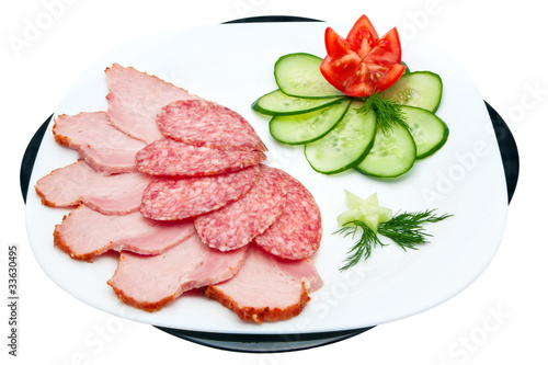 sausage and ham with vegetables
