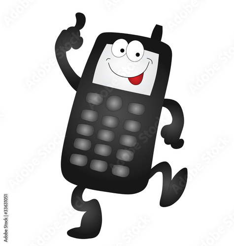 Cartoon mobile phone isolated on white background