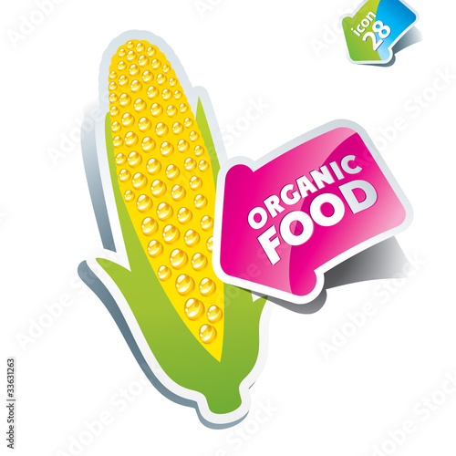 Icon corn an arrow by organic food. Vector illustration.