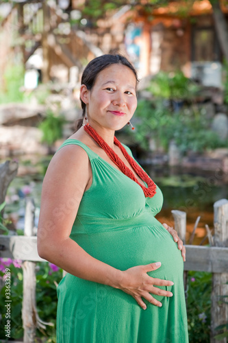 Beautiful pregnant Native American woman