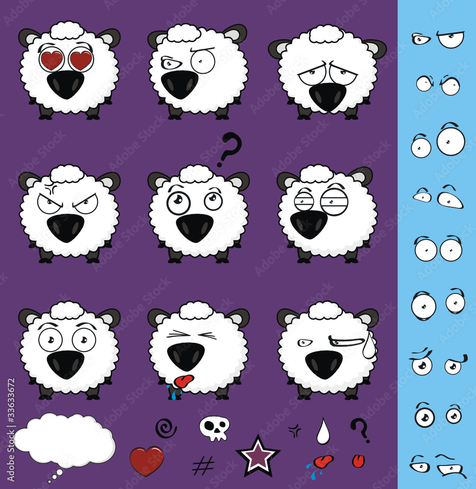sheep baby cartoon set sheep baby cartoon set
